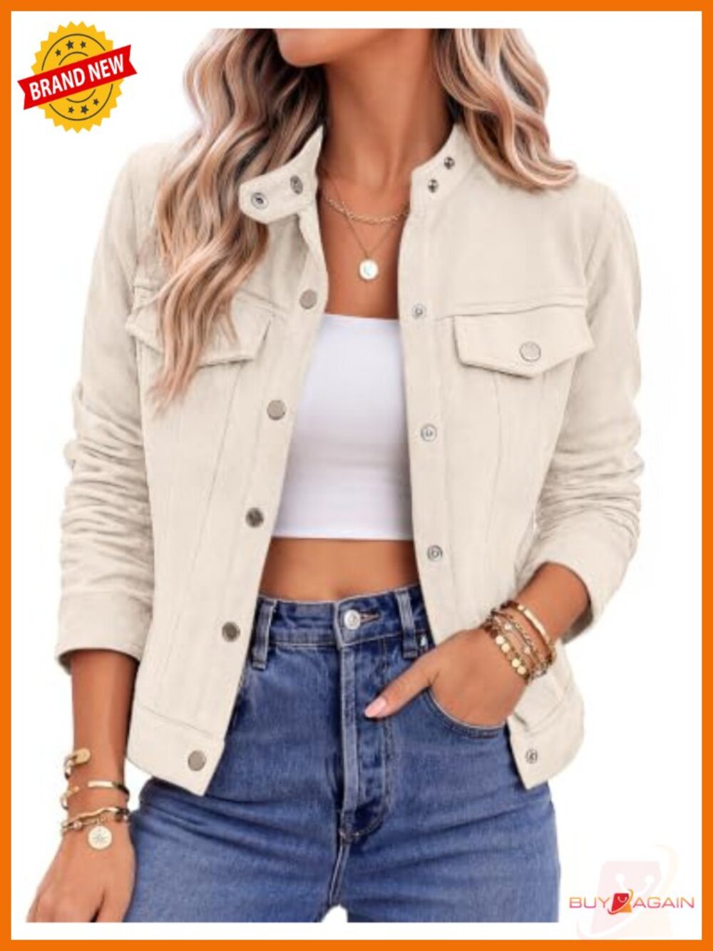 Faux Suede Cropped Jacket Womens Snap Button Casual Shacket